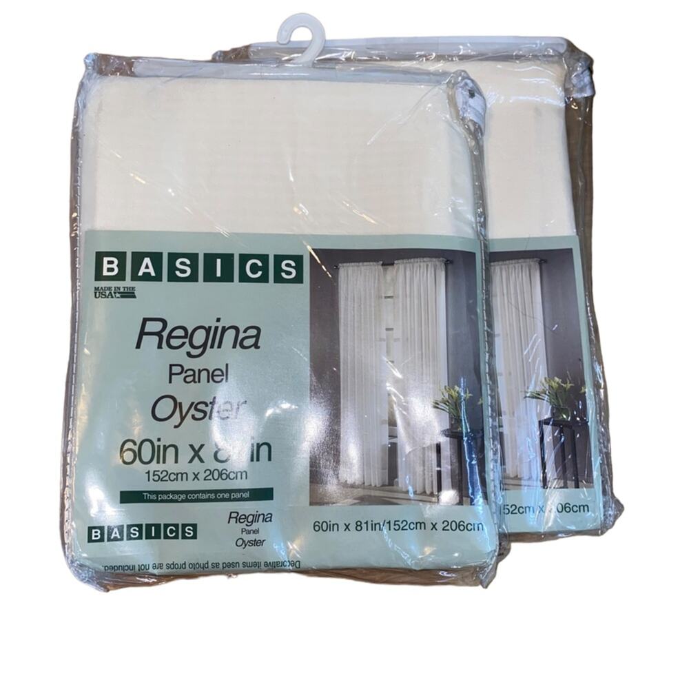 Basics Regina Oyster Curtain Panel 60x81 NWT Window Drapes Neutral Set of Two